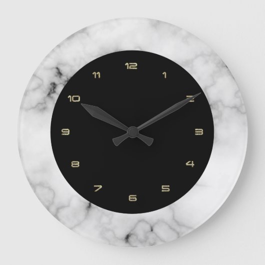 Grande Horloge Ronde Texture en faux marbre blanc (Recto)