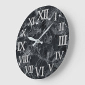 Grande Horloge Ronde Texture en marbre noir (Angle)