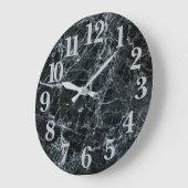 Grande Horloge Ronde Texture en marbre noir (Angle)