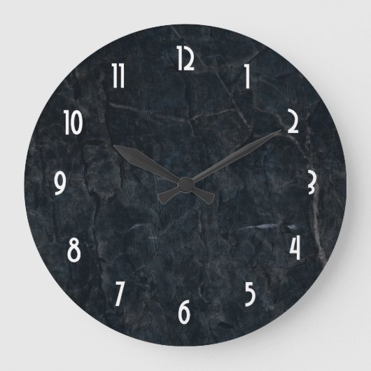 Grande Horloge Ronde Texture en pierre de marbre noire (Recto)