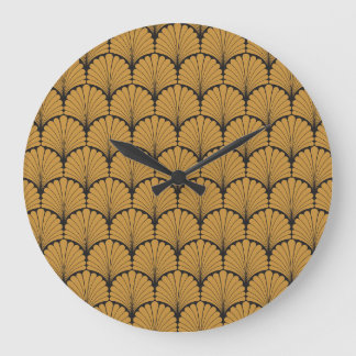 Grande Horloge Ronde Texture florale géométrique Art déco