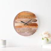 Grande Horloge Ronde Texture glamour de Copper Gold Strokes (Maison)