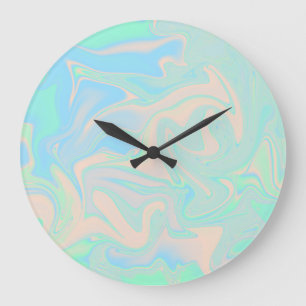 Grande Horloge Ronde Texture iridescente olographe de faux liquide