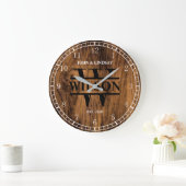 Grande Horloge Ronde Texture Mariage en bois (Personnaliser) (Maison)