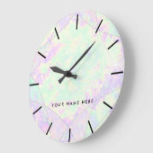 Grande Horloge Ronde Texture opale de Neon Gemstone (Angle)
