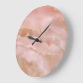 Grande Horloge Ronde Texture or en marbre rose liquide (Angle)