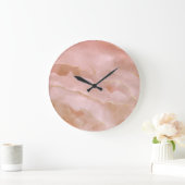 Grande Horloge Ronde Texture or en marbre rose liquide (Maison)