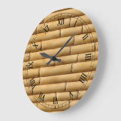 Grande Horloge Ronde textures de bambou multicolores Abstraites (Angle)