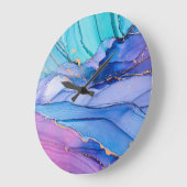 Grande Horloge Ronde Textures fluides, art abstrait de luxe. (Angle)