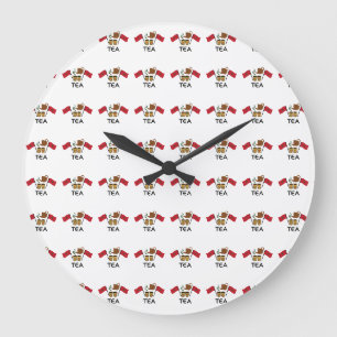 Grande Horloge Ronde Thé à la Menthe Marocaine, Drapeau du Maroc & Thé