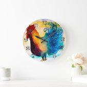 Grande Horloge Ronde The Big Red rooster wall clock. (Maison)