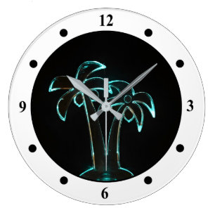 Grande Horloge Ronde The Look of Neon Lit Up Tropical Palm Trees
