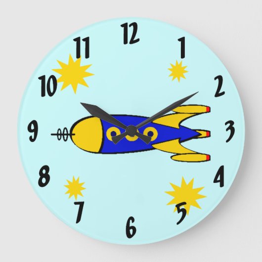 Grande Horloge Ronde The Moon Retro Spaceship Wall Clock (Recto)