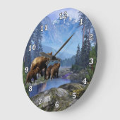 Grande Horloge Ronde The Mountain Grizzlies Animal Wall Clock (Angle)