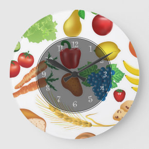 Grande Horloge Ronde Thème alimentaire Horaires muraux de cuisine