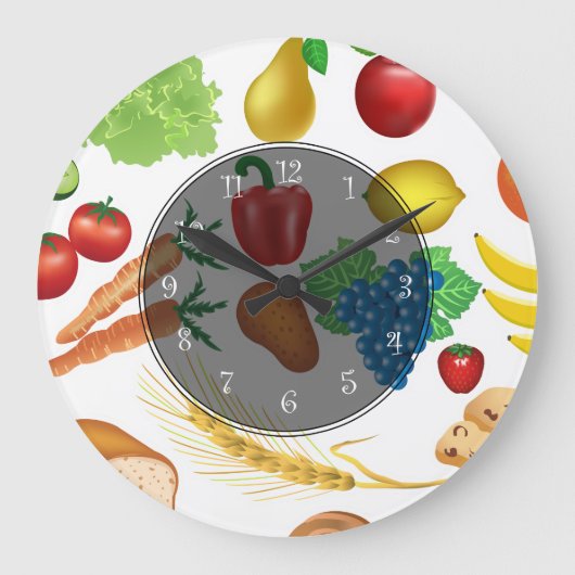 Grande Horloge Ronde Thème alimentaire Horaires muraux de cuisine (Recto)