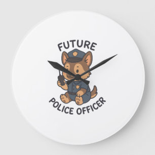 Grande Horloge Ronde Thème de futur policier de chien mignon