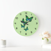 Grande Horloge Ronde Thème de la nature papillon (Maison)