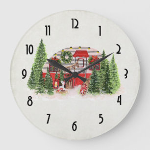 Grande Horloge Ronde Thème de Noël