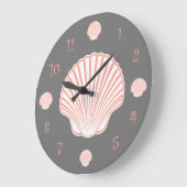 Grande Horloge Ronde Thème plage Coquille de coquillage (Angle)
