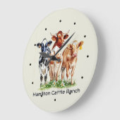 Grande Horloge Ronde Three Cows Humorous Personalized  (Angle)