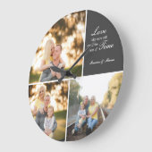 Grande Horloge Ronde Three Photo Collage Wedding Custom Large Clock (Angle)