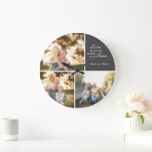 Grande Horloge Ronde Three Photo Collage Wedding Custom Large Clock (Maison)