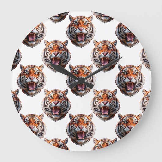 Grande Horloge Ronde Tiger Head Pattern Design - White (Recto)