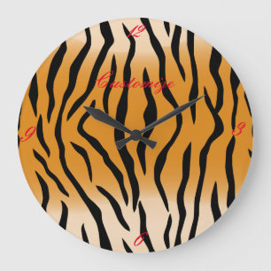 Grande Horloge Ronde Tiger Stripes Motif Thunder_Cove