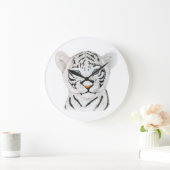 Grande Horloge Ronde Tigre blanc croustillant - Art faunique mignon (Maison)