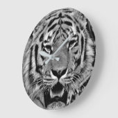 Grande Horloge Ronde Tigre noir et blanc (Angle)