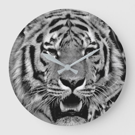 Grande Horloge Ronde Tigre noir et blanc (Recto)