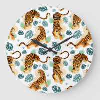 Tigres Feuilles tropicaux : Illustration Vintage.
