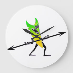Grande Horloge Ronde Tiki Surfer Green