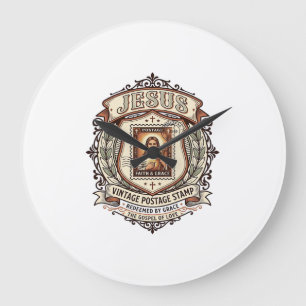 Grande Horloge Ronde Timbre vintage Jésus Timbre vintage Jésus