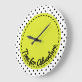 Grande Horloge Ronde "Time for Adventure" Dots Black & White Clock (Angle)