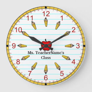 Grande Horloge Ronde Time For Class - Numbered