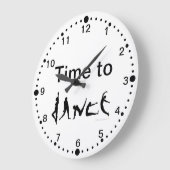 Grande Horloge Ronde Time to Dance Dancers Silhouettes Wall Clock (Angle)