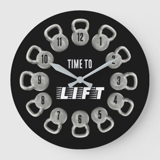 Grande Horloge Ronde Time to Lift Kettlebell Wall Clock (Recto)