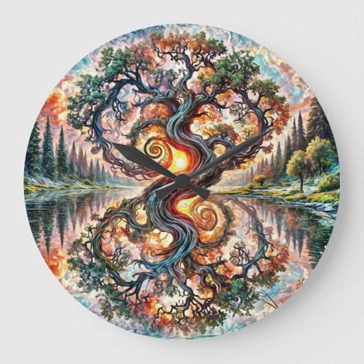 Grande Horloge Ronde Timepiece d'arbre lunaire (Recto)