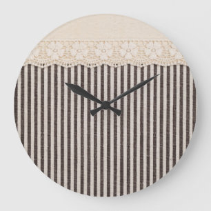 Grande Horloge Ronde Tissu dentelle texture textile, motif arrière - pl