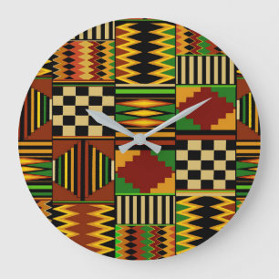 Grande Horloge Ronde Tissu Royal Africain Kente