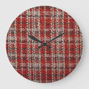 Grande Horloge Ronde Tissu taran rouge : Arrière - plan texturé