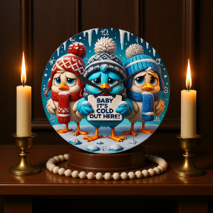 Grande Horloge Ronde Titre : "Bébé, il fait froid dehors ici