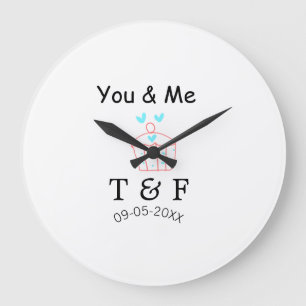 Grande Horloge Ronde Toi et moi amour gâteau rouge Saint-Valentin nom
