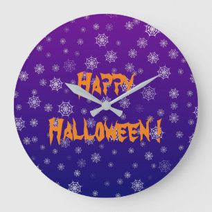 Grande Horloge Ronde Toile d'araignée Halloween