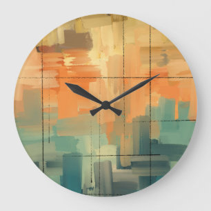 Grande Horloge Ronde Toile d'art moderne peinte à la main Contempo