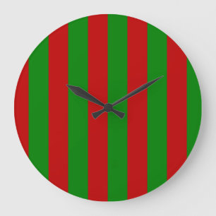 Grande Horloge Ronde Toksie Turbie Noël Vert Rayures Rouges