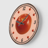 Grande Horloge Ronde Tomate rouge raffinée (Angle)