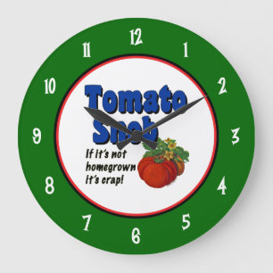 Grande Horloge Ronde Tomato Snob Saying avec Numbers on Green Clock